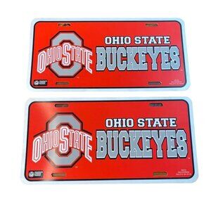 Vintage Ohio State Buckeyes Plastic License Plate tag by Tag Express Football